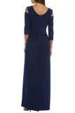 Blue Cold Shoulder Rhinestone Gown