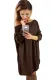 Brown Oversized Batwing Sleeve Sweater Dress