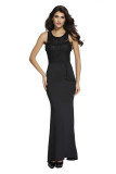 Lace Embellished Sleeveless Maxi Evening Dress