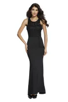 Lace Embellished Sleeveless Maxi Evening Dress