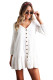 Sleeved Buttoned White Casual Short Dress