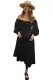 Black Off Shoulder Puff Sleeve Button Front Vintage Dress