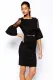 Sheer Insert Bell Sleeve Pencil Midi Dress