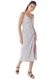 Striped Buttoned Linen Midi Dress