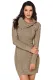 Asymmetric Buttoned Collar Apricot Bodycon Sweater Dress