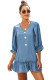 Sky Blue Casual Loose V Neck Short Swing Dress