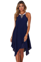 Blue Sleeveless Short Handkerchief Dress