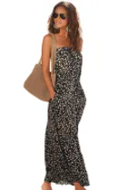 Black Bohemian Bandeau Floral Print Maxi Dress
