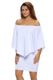 Multiple Dressing Layered White Mini Poncho Dress
