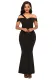 Black Asymmetric Off Shoulder Look High Waist Party Gown