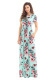 Pocket Design Short Sleeve Mint Floral Maxi Dress