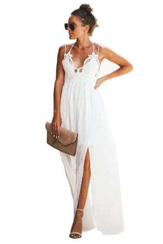 White Essence of Beauty Cotton Pocket Maxi Dress