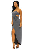 Charcoal Draped Hollow-out Maxi Dress