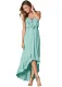 Mint Green Lace Up V Neck Ruffle Trim Hi-low Maxi Dress