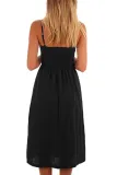 Black Buttoned Fit-and-flare Daily Dress