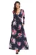 Black Floral Surplice Long Sleeve Maxi Boho Dress