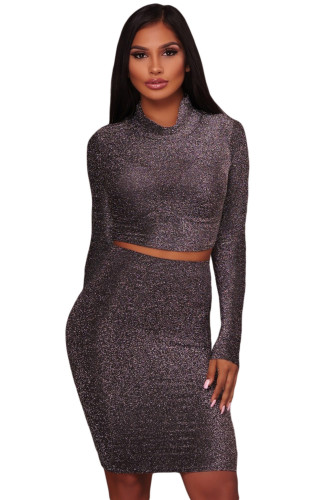 Black Silver Shimmer Two Piece Dress