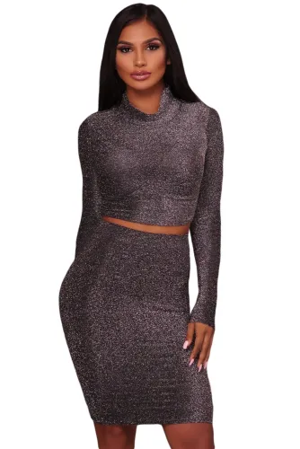 Black Silver Shimmer Two Piece Dress