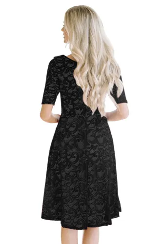 Black Lace Party Midi Dress