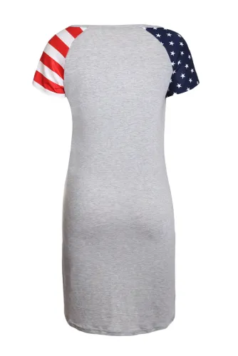 Gray Patriotic Tee Dress