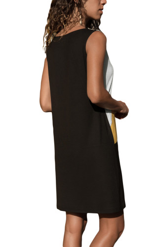 Yellow Color Block Geometric Sundress