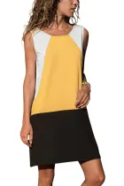 Yellow Color Block Geometric Sundress