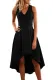 Black High Low Hem Sleeveless Midi Dress