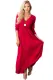 Red Surplice Neck High Waist Pleated Pocket Maxi Dress