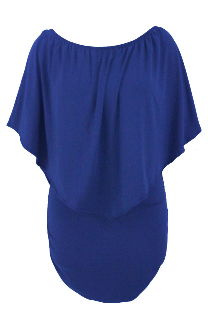 Multiple Dressing Layered Blue Mini Poncho Dress