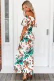 Vibrant Botanic Print Off-the-shoulder Maxi Dress