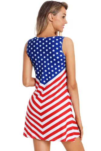 Fourth Of July Sleeveless Flag Dress
