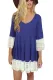 Bohemian Lace Trim Royal Blue Swing Mini Dress