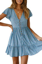 Sky Blue Floral Print Valentina Dress