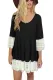 Bohemian Lace Trim Black Swing Mini Dress