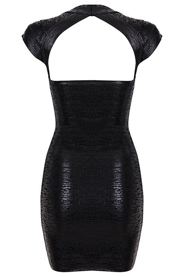 Club Party Metallic Black Bandage Dress