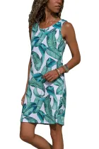 Green Leaf Print Tank Dress