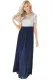 Dark Blue Chiffon Sequin Zipper Back Maxi Dress