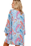 Abstract Fish Print V Neck Chiffon Dress