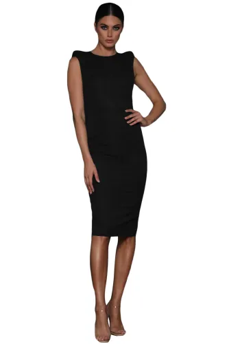 Black Sheer Lace Back Sleeveless Midi Dress