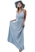 Black Twine Print Sexy V Neck Maxi Dress