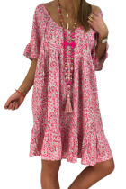 Rose Loose Scoop Neck Floral Dress