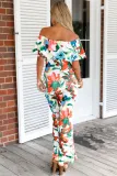 Vibrant Botanic Print Off-the-shoulder Maxi Dress