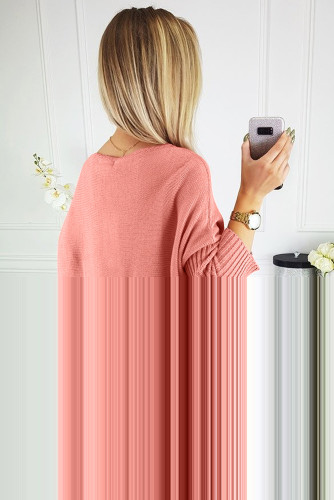 Pink Oversized Batwing Sleeve Sweater Dress