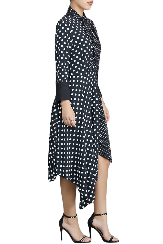 Black Polka Dot Asymmetric Vintage Dress