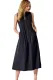 Black V Neck Pleated Sleeveless Dress