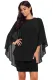 Black Slinky Sexy Gauze Cape Mini Dress