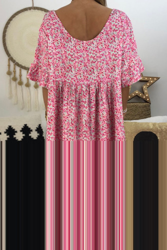 Rose Loose Scoop Neck Floral Dress
