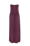 Purple Strapless Bodice Empire Waist Maxi Dress