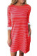 Red Striped Body Lace Cuffs Insert Casual Dress