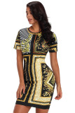 Black Gold Chain Print Dress